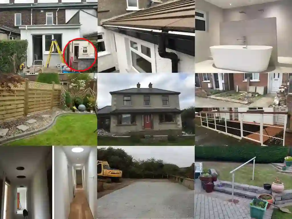 9 Photos of our work as a Building Contractor in the Bangor, North Down AArea - eg a house extension, Foundations for Stables, A House Renovation