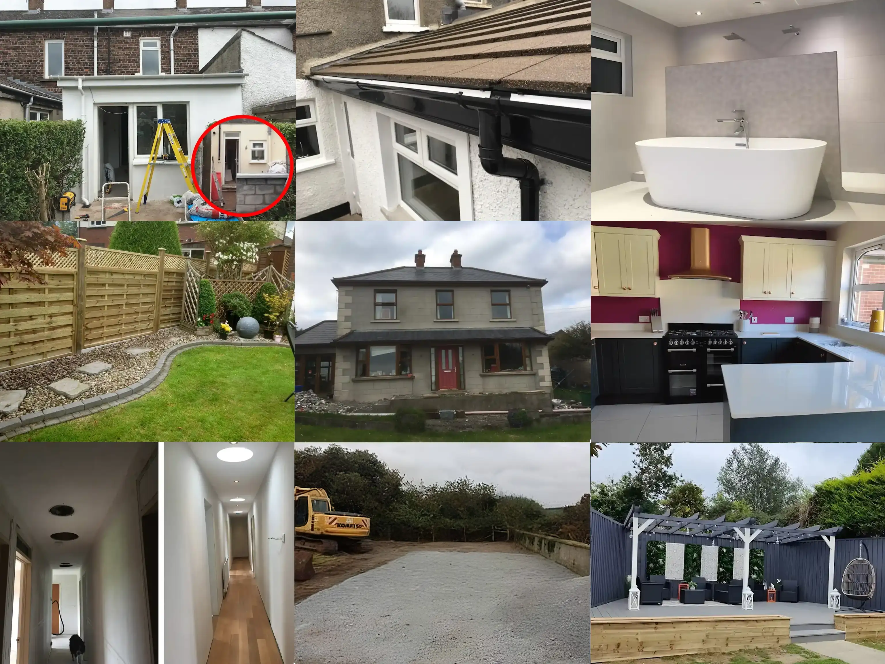 9 Photos of our work as a Building Contractor in the Bangor, North Down Area - eg a house extension, Foundations for Stables, A House Renovation