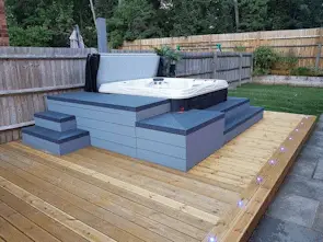 Composite decking and jacuzzi installed in North Down